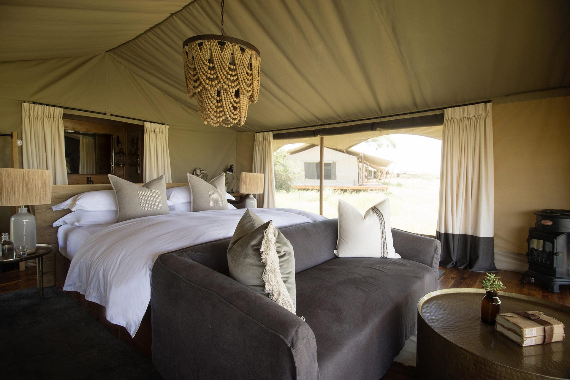 Each tent has a generous sleeping area complete with lounge space